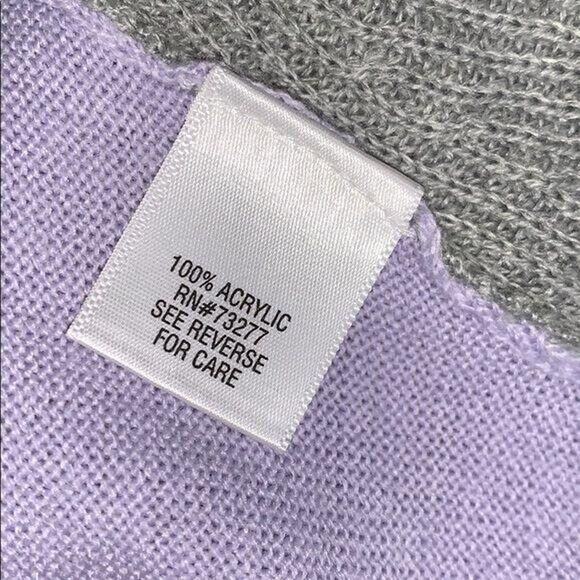 Apt 9 Womens Sweater Relaxed Fit Colorblock Pullover Lavender Gray Large - Picture 8 of 9